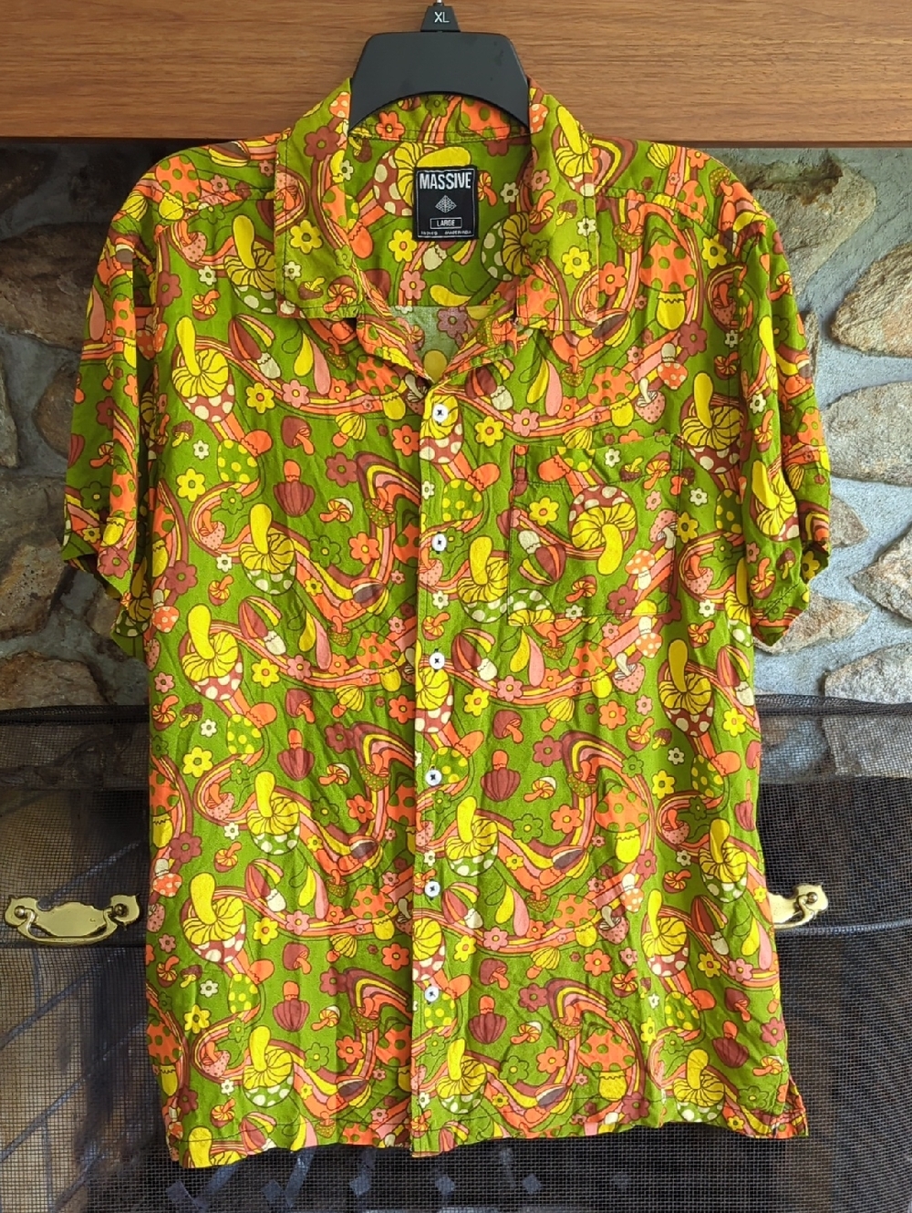 Massive Retro Psychedelic Mushroom Button Down Shirt